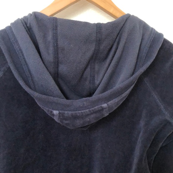 Velvet hooded Zip-up Sweatshirt Blue comfy lounge - Picture 6 of 6